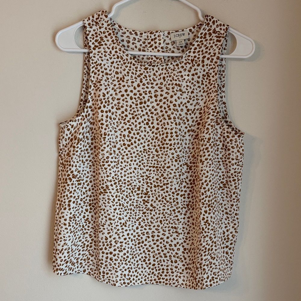 J. Crew Animal Print sleeveless blouse Brown white neutral Tank Top Shell XS NWT
